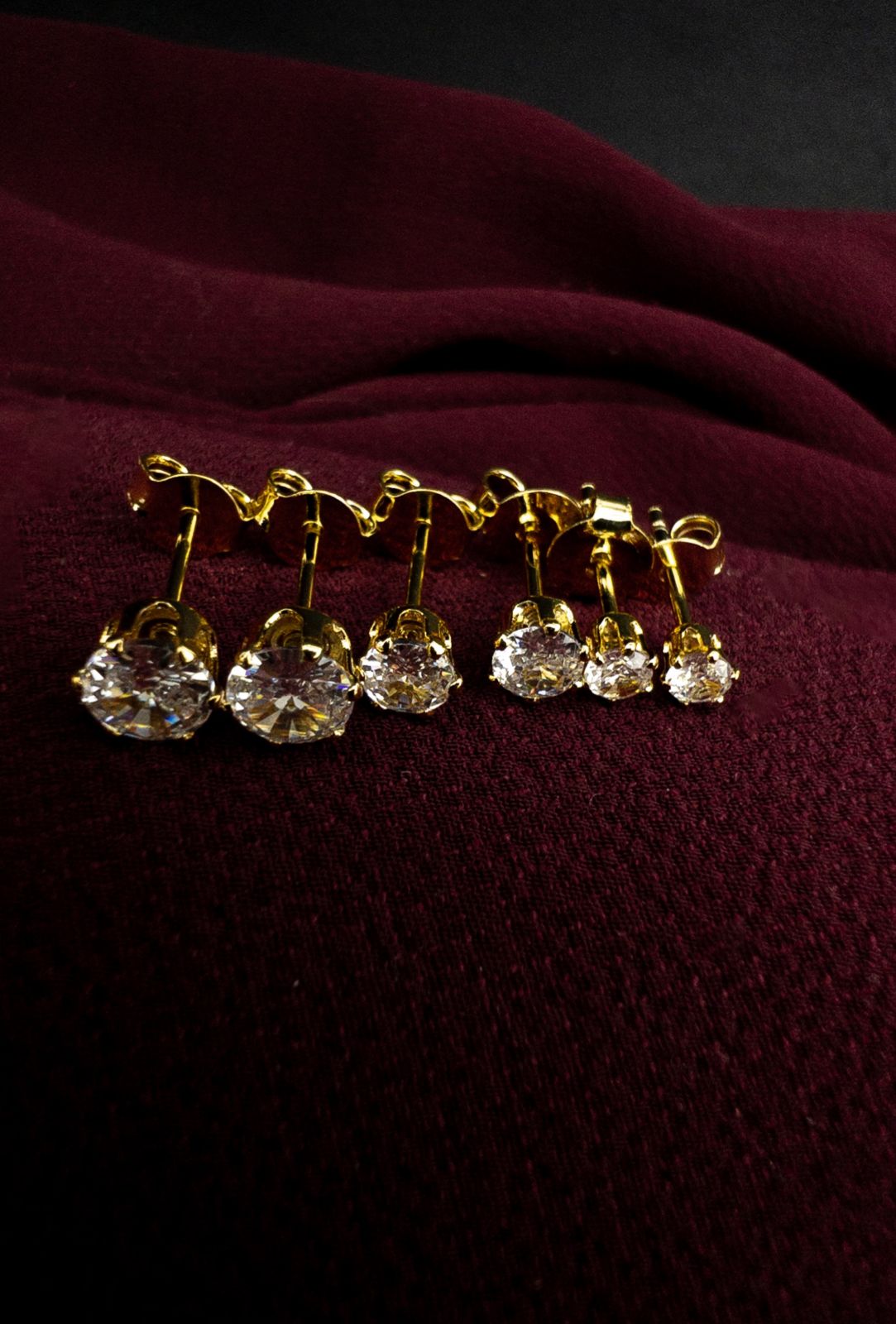 Trio de Brincos Ponto de Luz - Banhado a Ouro 18k