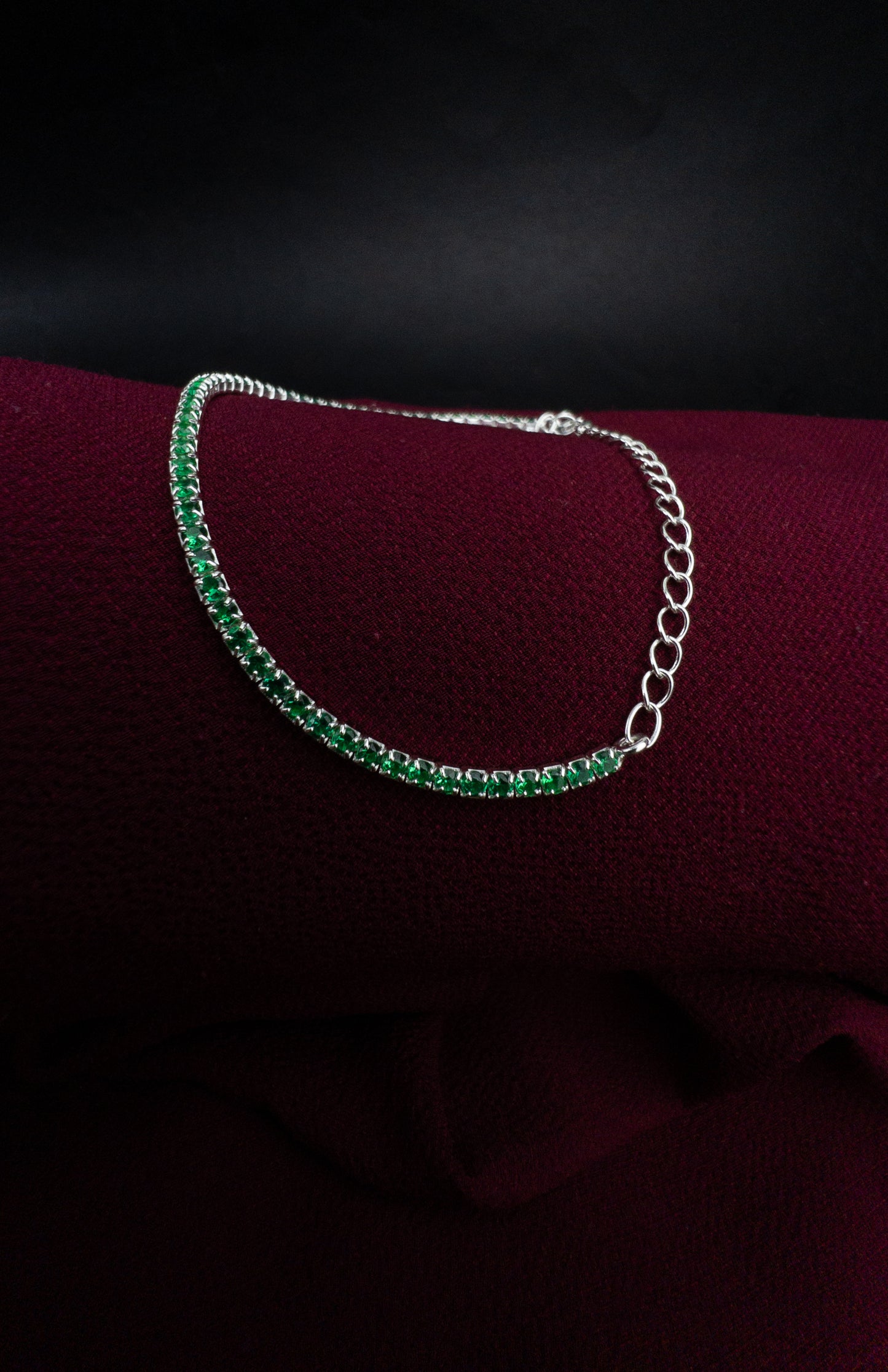 Pulseira Riviera Esmeraldas - Prata 925 13,5 cm + 6 cm extensor