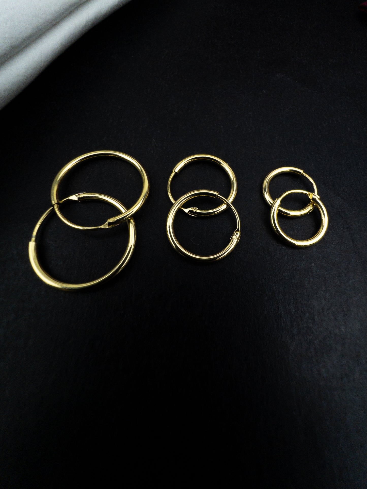 Trio de Brinco Argola - Banhado a Ouro 18k