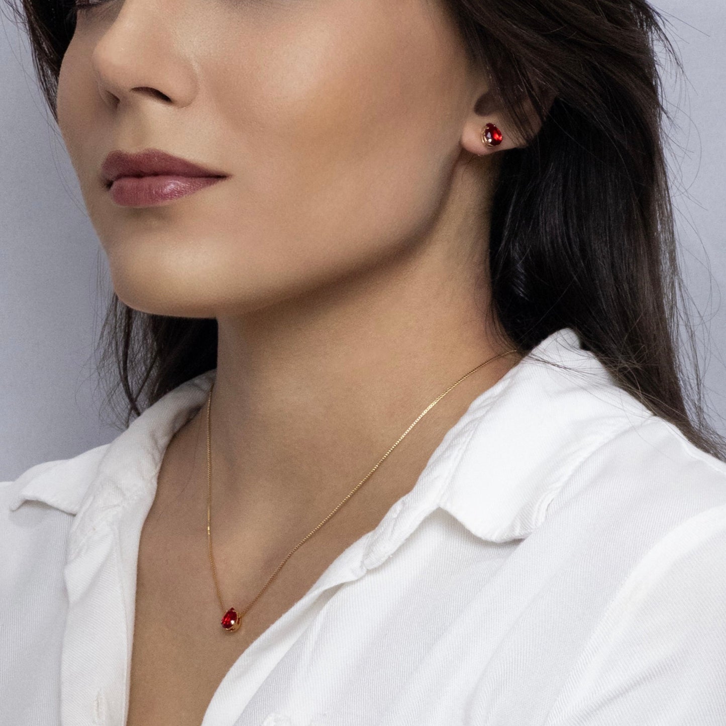Conjunto Colar e Brinco Gota - Banhado a Ouro 18k