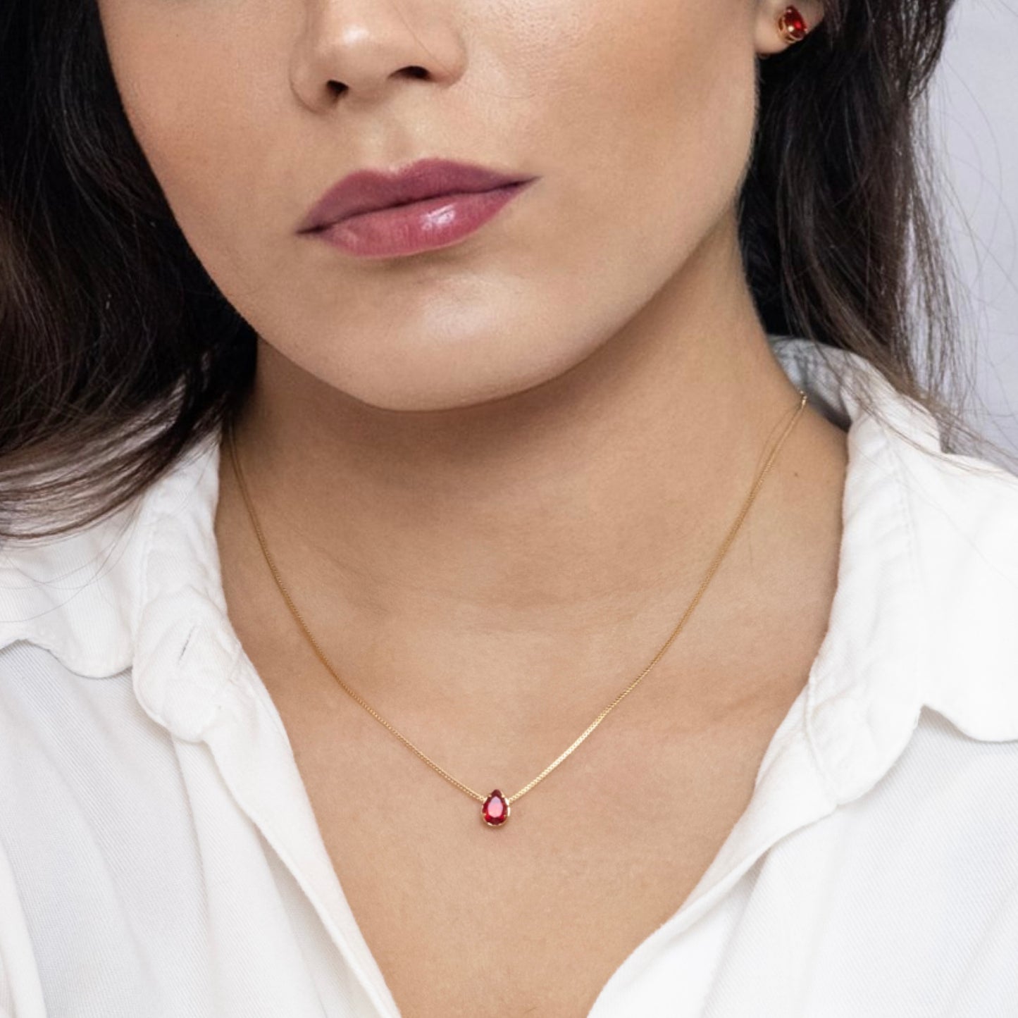 Conjunto Colar e Brinco Gota - Banhado a Ouro 18k
