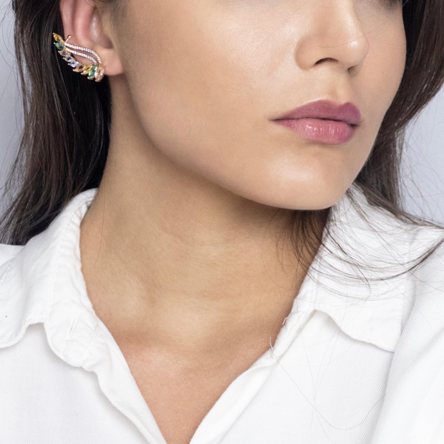 Brinco Ear Cuff Folhas - Banhado a Ouro 18k