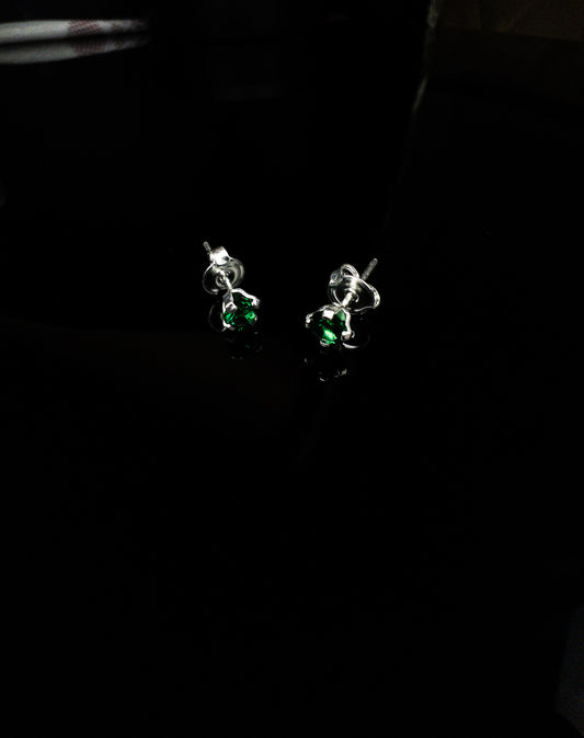 Brinco ponto de luz esmeralda - Prata 925