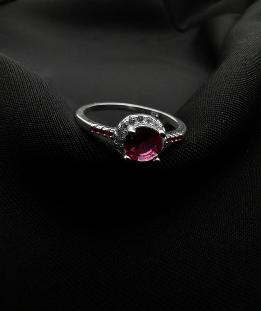 Anel Solitário Zircônia Pink - Prata 925