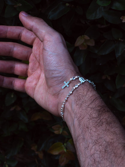 Pulseira Terço com zircônias - Prata 925