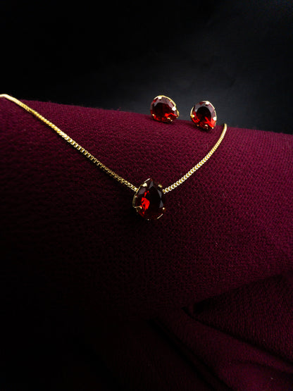Conjunto Colar e Brinco Gota - Banhado a Ouro 18k
