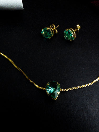 Conjunto Colar e Brinco Gota - Banhado a Ouro 18k