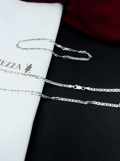 Kit Corrente e Pulseira Masculino - Prata 925