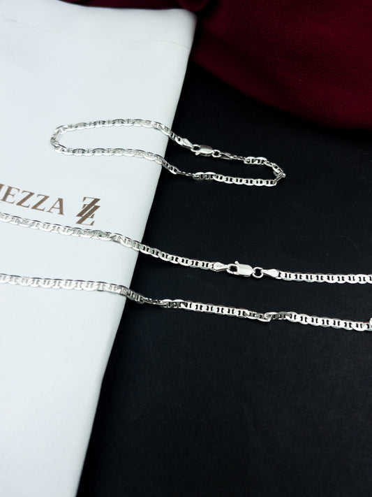 Kit Corrente e Pulseira Masculino - Prata 925