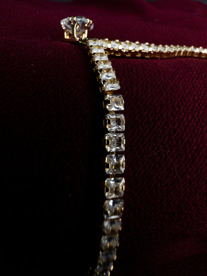 Colar Riviera De Zircônias Com Pingente Gota - Banhado a Ouro 18k
