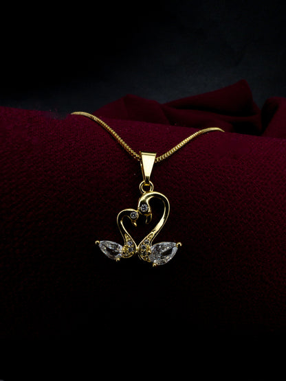 Colar Dois Cisnes - Banhado a Ouro 18k