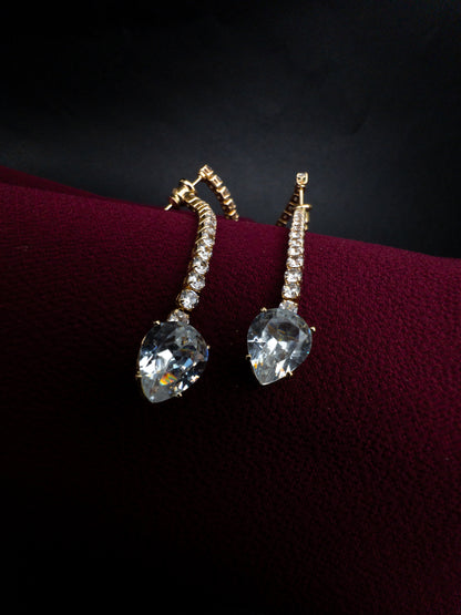 Brinco Ear Jacket Cravejado - Banhado a Ouro 18k