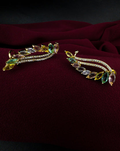 Brinco Ear Cuff Folhas - Banhado a Ouro 18k