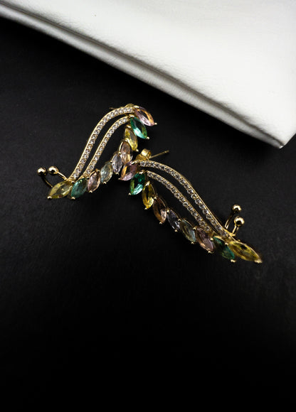 Brinco Ear Cuff Folhas - Banhado a Ouro 18k