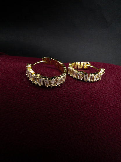 Brinco Argola Cravejada - Banhado a Ouro 18k
